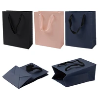 1220pcs rectangle kraft paper bags multifunction shopping bags valentines day present bag wrapping pouches with ribbon handles