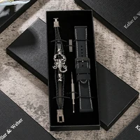2022 watch strap 20mm 22mm 24mm silicone needle buckle replacement watchband raw ear leather bracelet set send greeting card