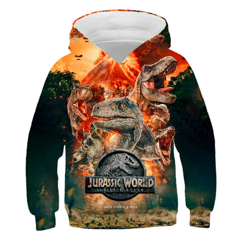 Children Winter Dinosaur animals Hooded Sweatshirts Hot Selling Clothes Kids Pullovers Tops Teen Boy Dinosaur Clothes 4 -14 year