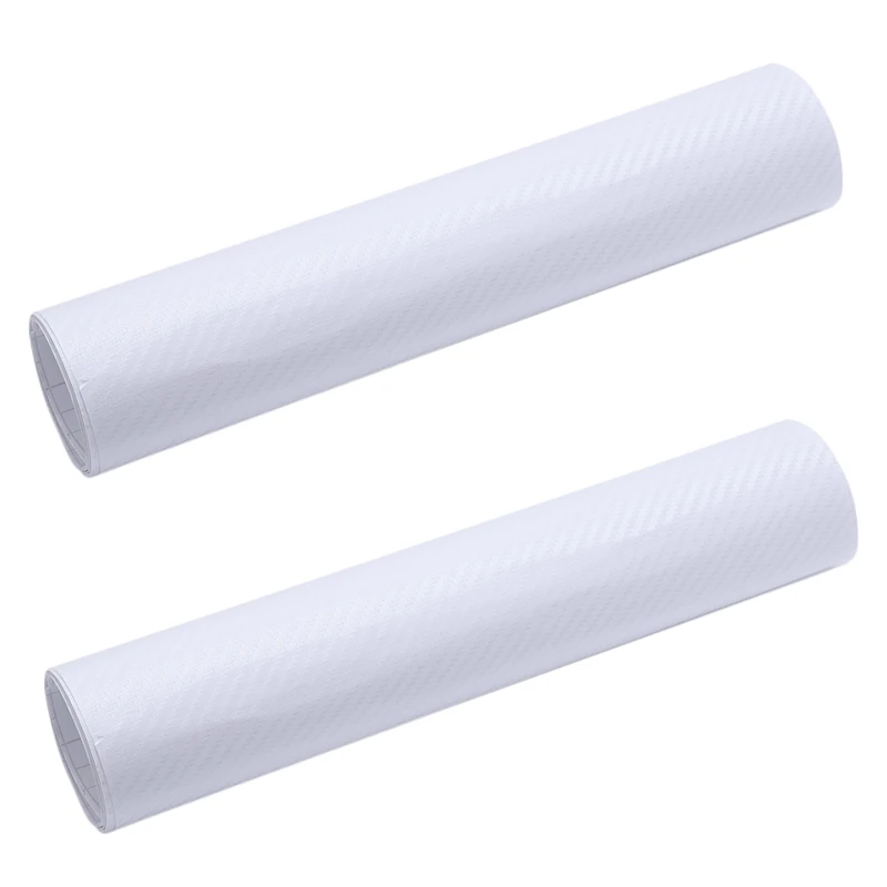 

2X DIY 30X127 3D Carbon Fiber Decal PVC Film Wrap Roll Adhesive Car Sticker Sheet Transparent