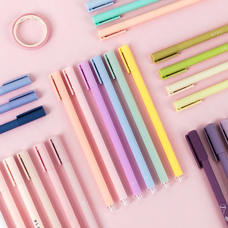 

RAINBOWM 6pcs/set Simple small fresh Creative cute morandi gel pen Cap neutral pen journal supplies kawaii Quick drying