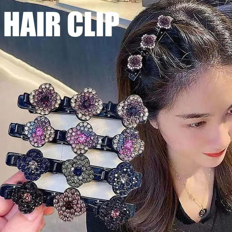 

Women Hair Clips Sparkling Crystal Stone Braided Multi Clip Hair Barrette Hair Daily Wear Headwear Accessories Fashion Supplies