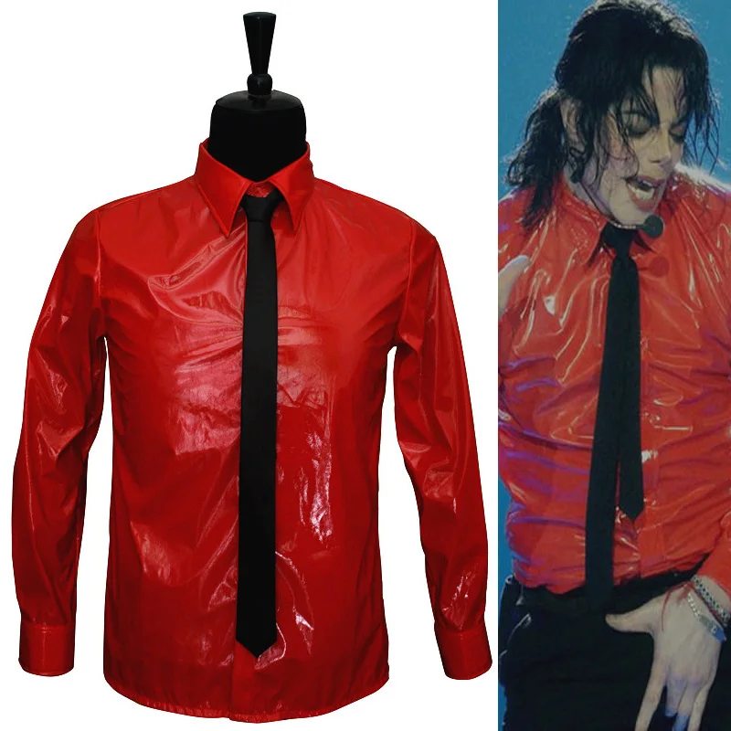 

MJ Michael Jackson Classic Costume Suit Red Patent Leather Shirt Halloween Suit For Dangerous Proformance Show