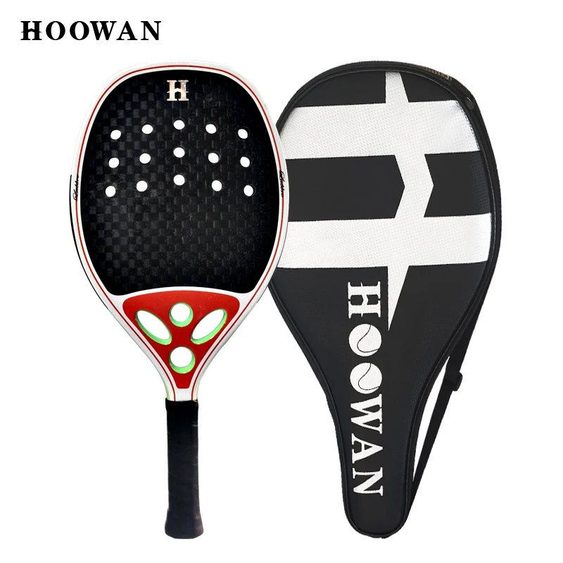 HOOWAN Labbro 12K Carbon Fiber Beach Tennis Racket Professional Paddle with Super Soft EVA Core Rough Finish IN-STOCK