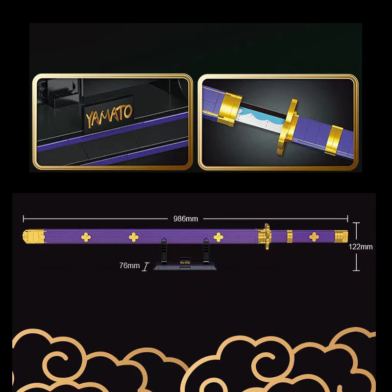 Самоблокирующиеся кирпичи Ророноа Зоро Модель меча Строительные блоки