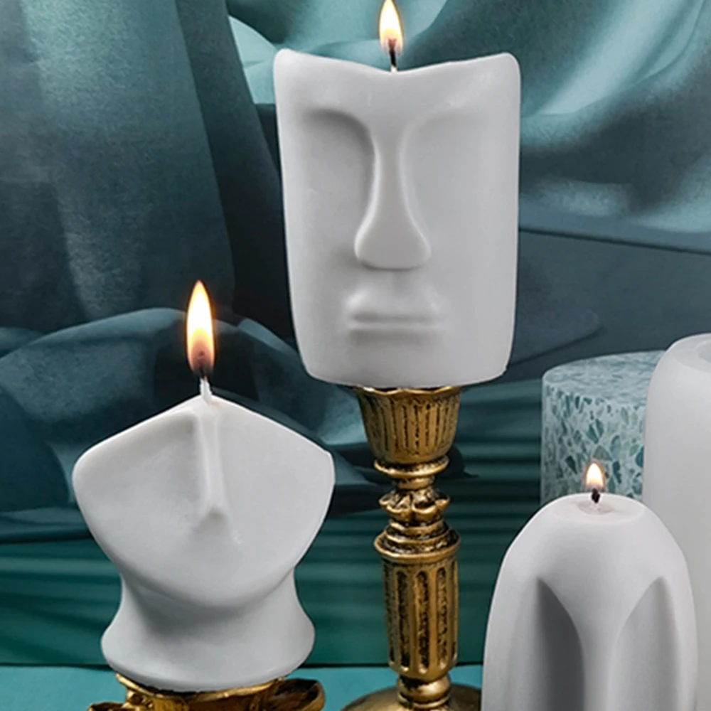 

New Abstract Human Face Candle Mold DIY Handmade Soap Gypsum Clay Resin Crafts Making Silicone Mould Home Decoration Ornaments