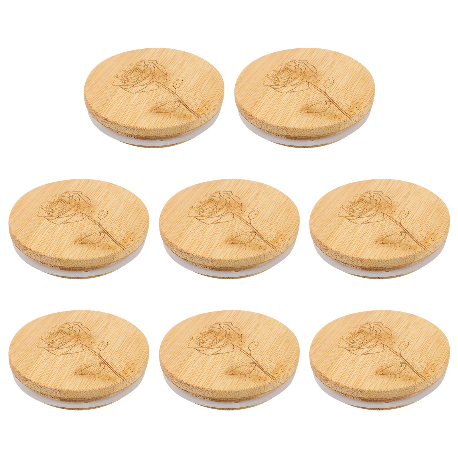

8 Pcs Bamboo Cover Storage Jar Lid Wide Mouth Mason Can Wooden Coffee Mug Reusable Canning Cap Leak Proof