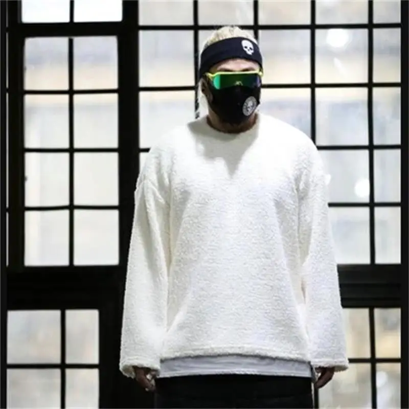 

Корейский Daigou Bythe Мужская Корейская версия однотонная свободная модная Лыжная одежда с круглым воротником плюшевая теплая футболка с длинн...