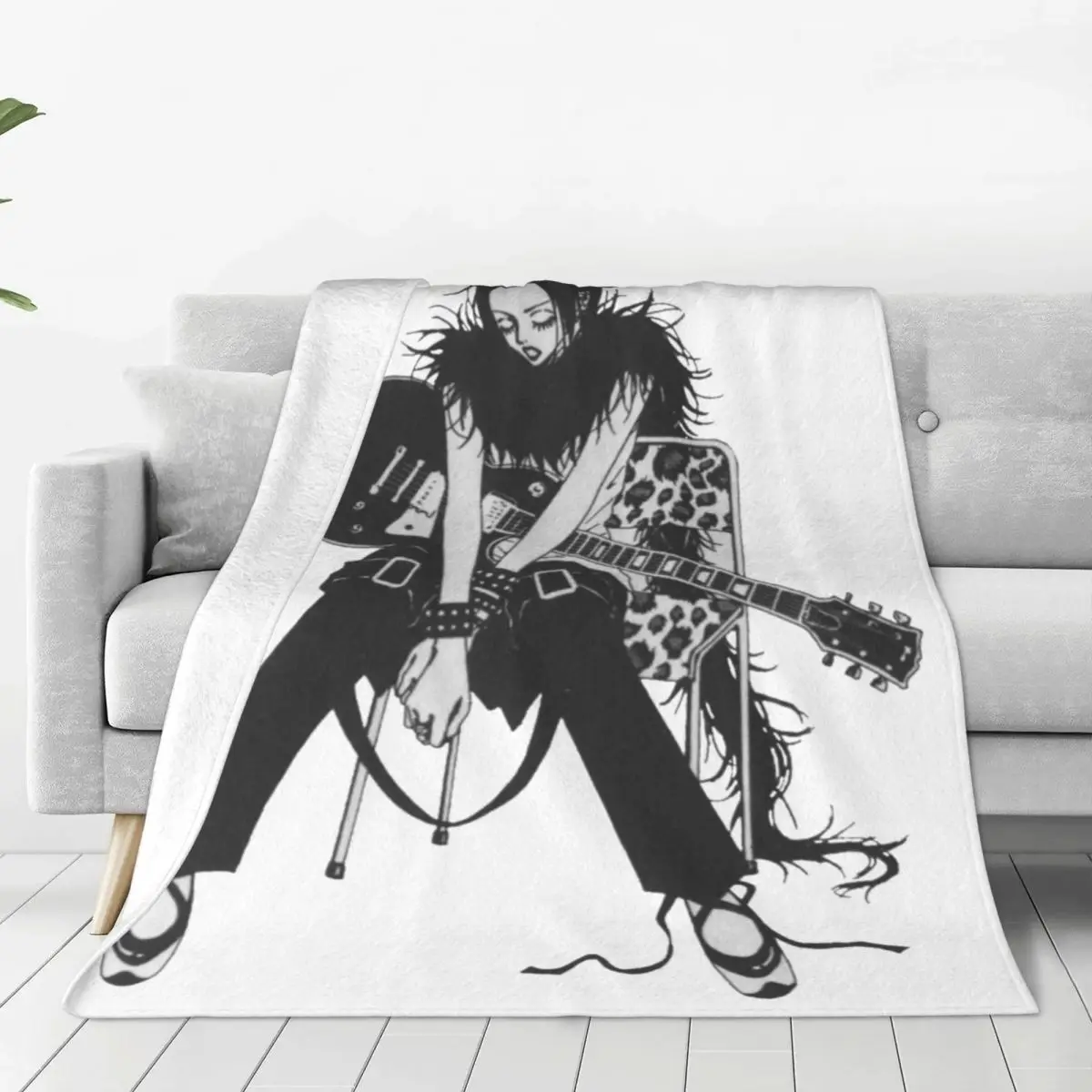 

NANA Osaki Manga Black Stones Punk Rock Blankets Coral Fleece Plush Textile Decor Throw Blankets for Bedding Plush Thin Quilt