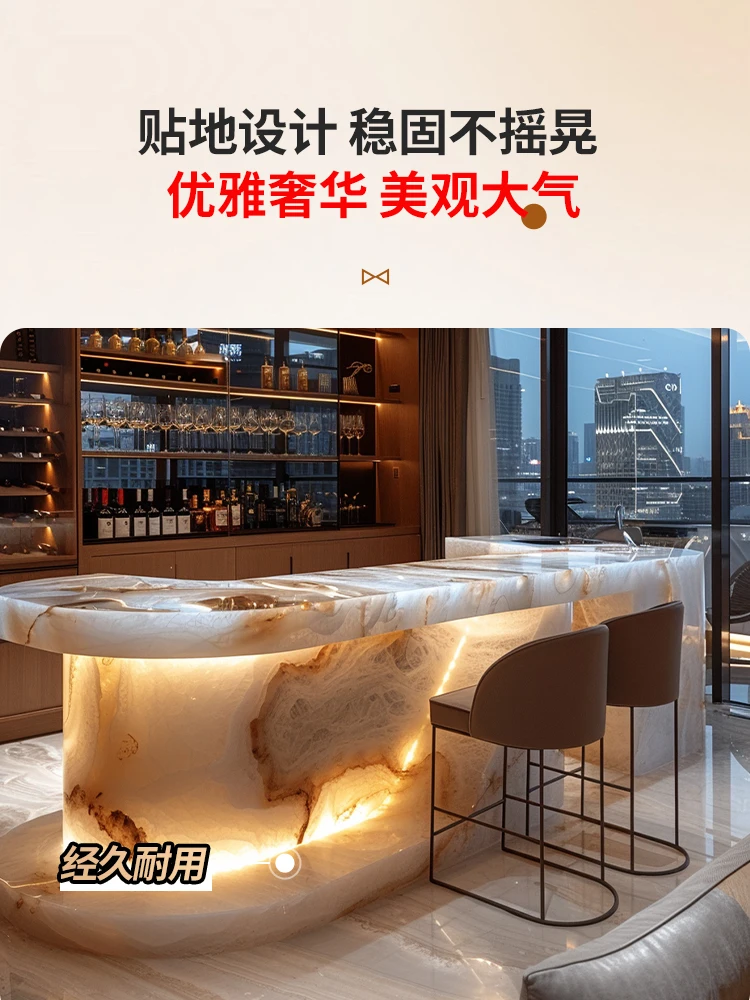 Светящийся нефритовый островный стол интегрированный на заказ для кухни дома