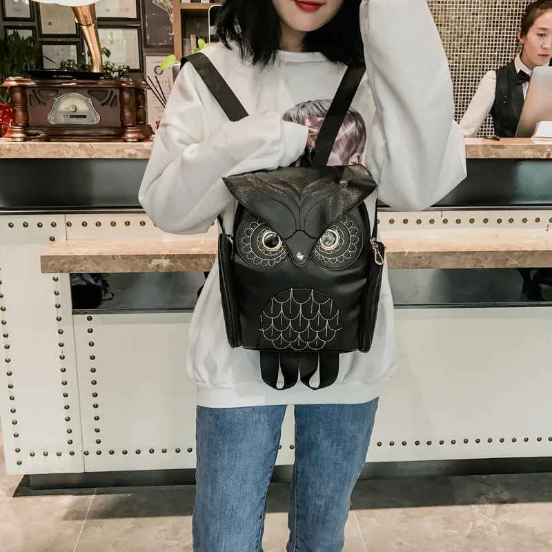 

Owl Shape Embossed Shoulder Backpack Bags Satchel Travel Bag 2023 Womens' PU Backpack Casual