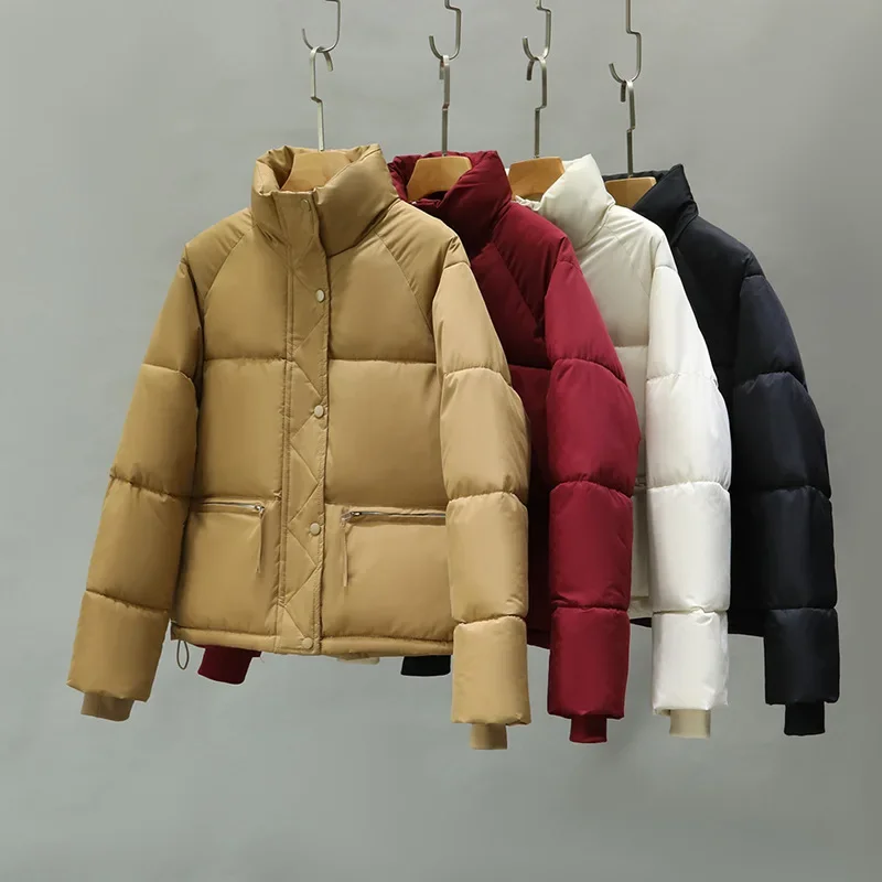 

Standing collar short down cotton jacket for women 2023 winter new women's clothing Korean style bread jacket