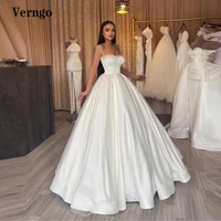 verngo vintage satin a line wedding dresses with pearls straps sweetheart korean bride gowns custom made vestido de noiva
