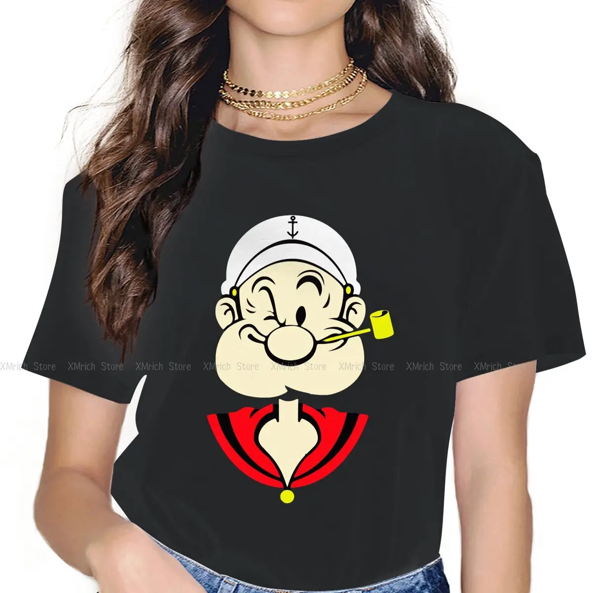 

Cute Head Classic Women Tshirts Popeye The Sailor Man Cartoon Aesthetic Vintage Female Clothing Cotton Graphic Short Sleeve