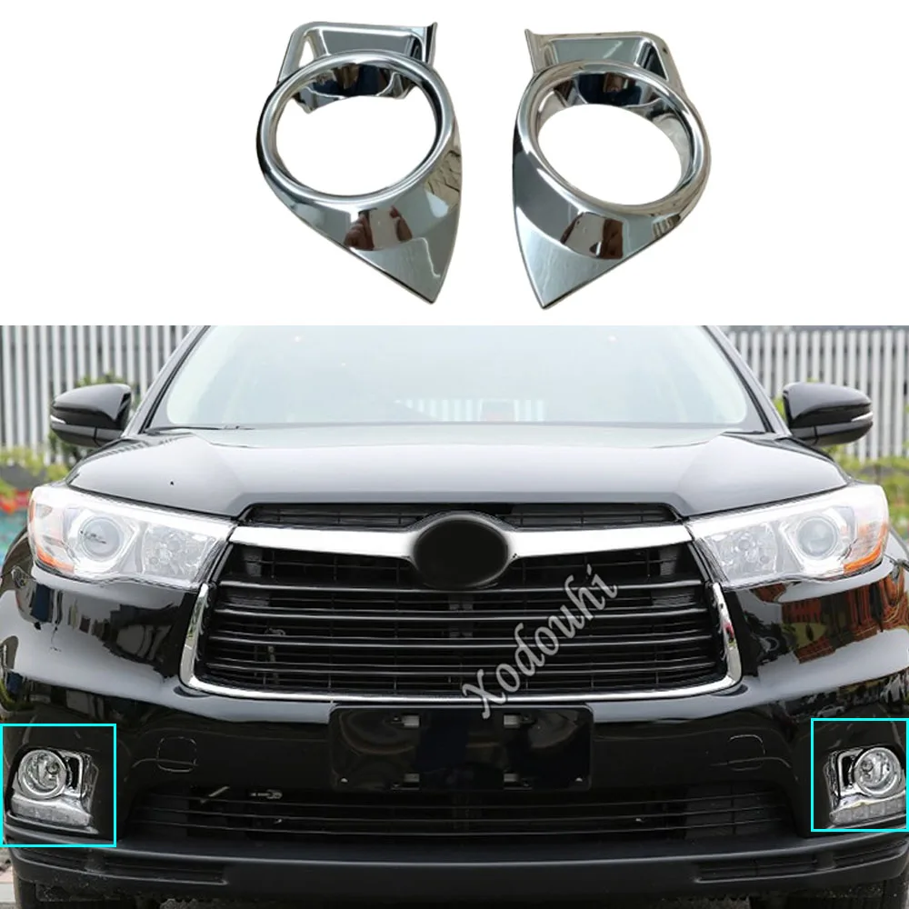 

Car Front Head Fog Light Lamp Detector Frame Stick ABS Chrome Cover Trim For Toyota Highlander 2015 2016 2017 2018 2019 2020