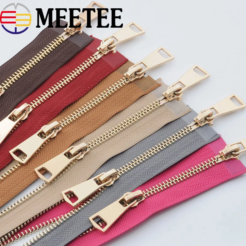 

1/2 шт. 5 # Металлические молнии с открытым концом, золотые, серебряные, черные зубья, пуховая куртка, двойные слайдеры, молния, набор для ремонт...