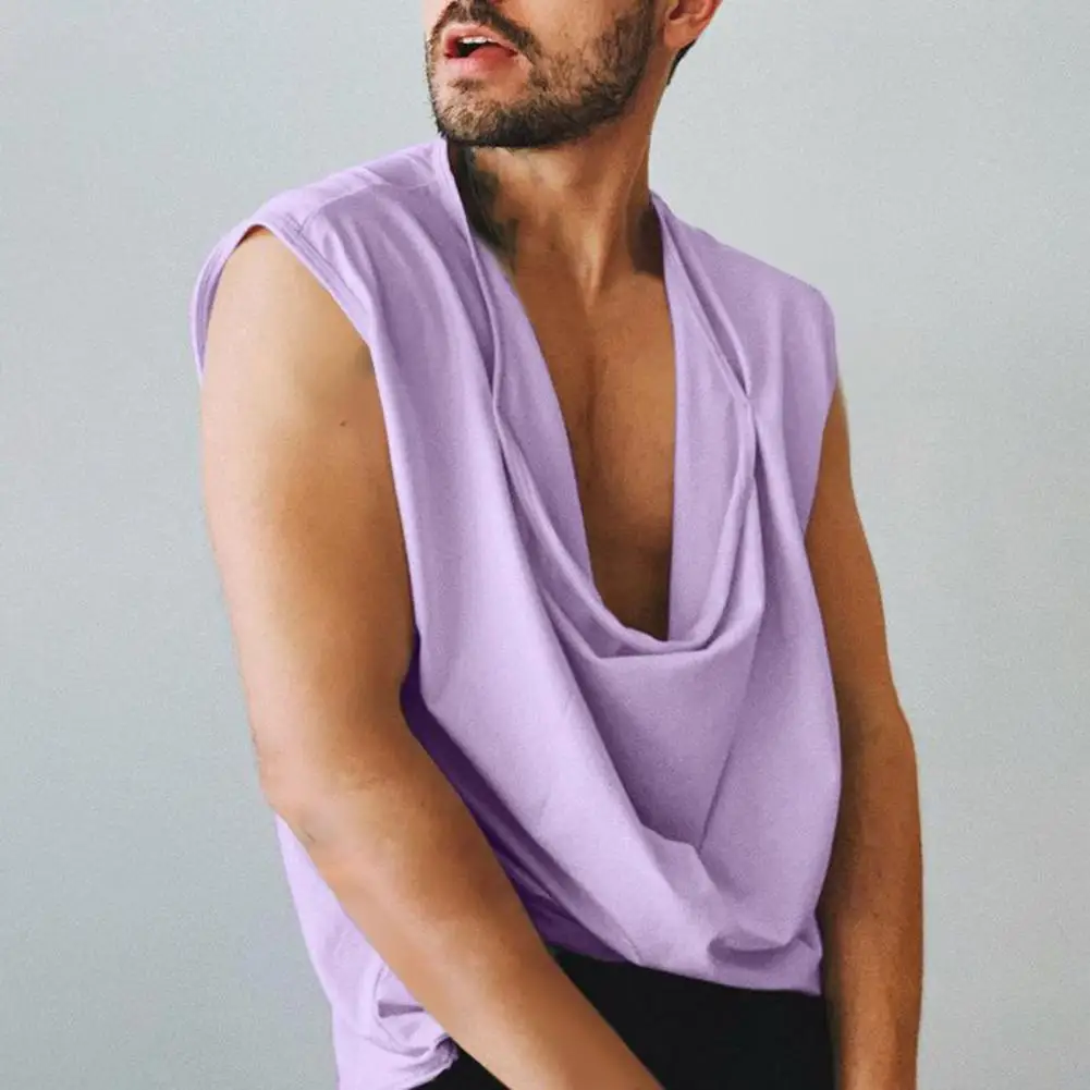 

Popular Deep V Neck Oversized Summer Tank Top Men Tops Comfortable Solid Color