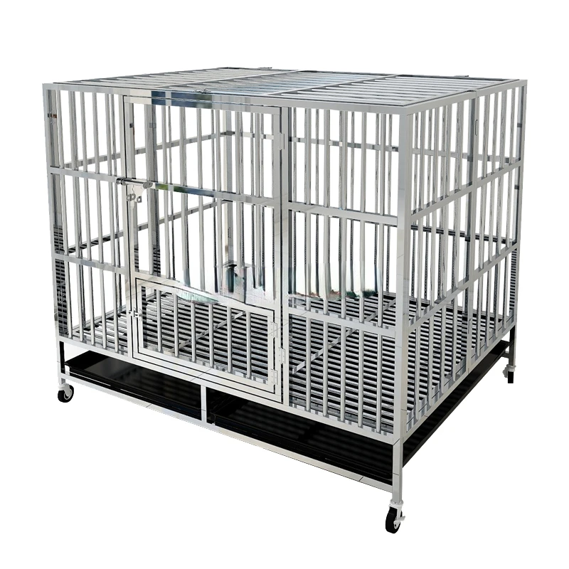 

Easy to Install Heavy Duty Open Top pet Cage Dog Cage Strong Metal Kennel Crate for Medium Large Dog Cage Stainless
