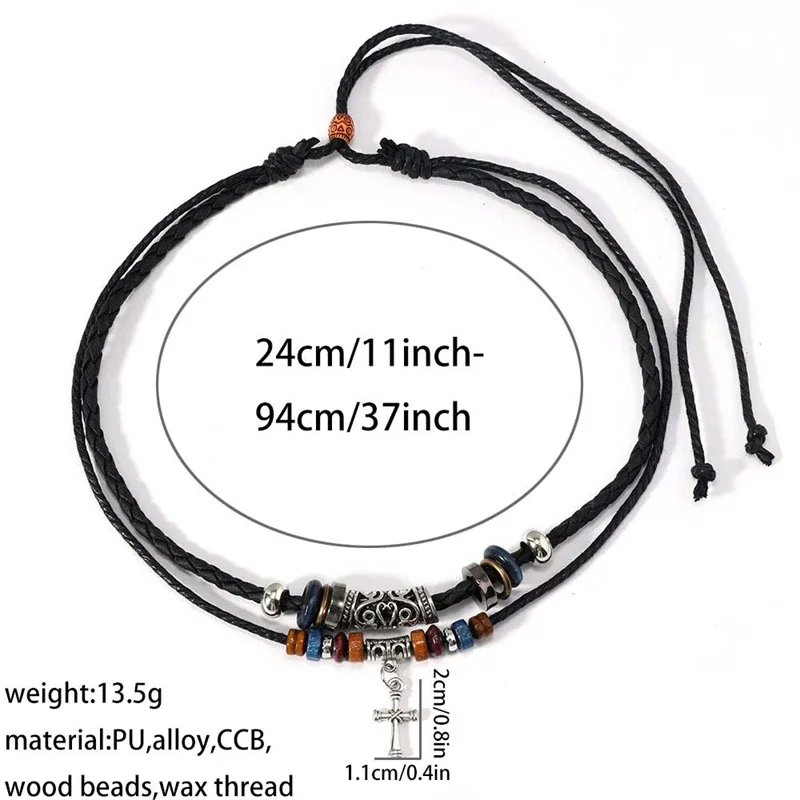Ожерелье с крестом и подвески винтажное коричневое кожаное ожерелье для женщин