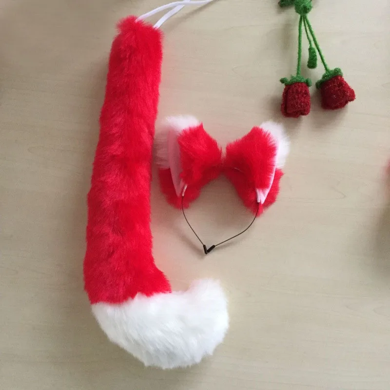

Girls Anime Fox Cosplay Ear Tail Headband Headwear Ball Costume Accessories Hair Hoop Stage Dancing Party Favors Gift
