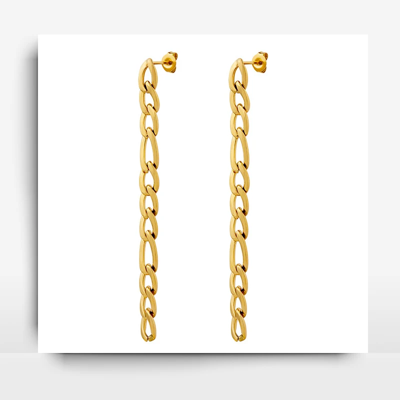 

Personality Vintage Metal Chain Drop Earrings For Women Fashion Jewelry Titanium Steel Earwear Unique High-Grade Ear Accessories