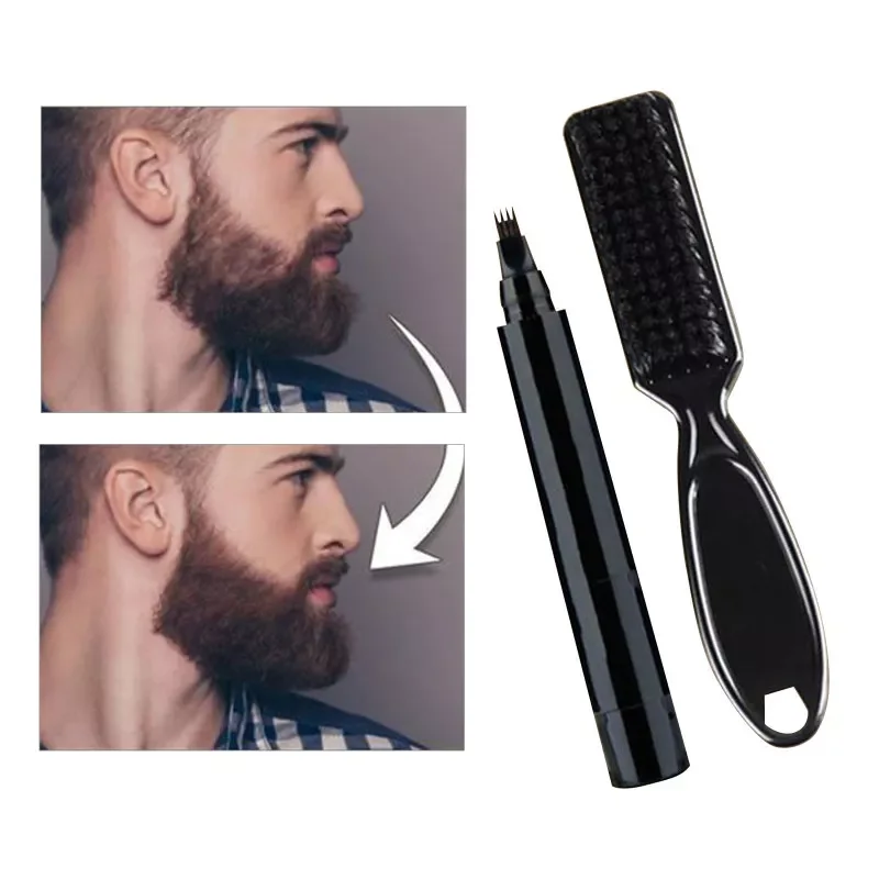 

1 Set Beard Filling Pen Kit Barber Pencil With Brush Salon Facial Hair Engraving Styling Eyebrow Tool Male Mustache Repair Shape