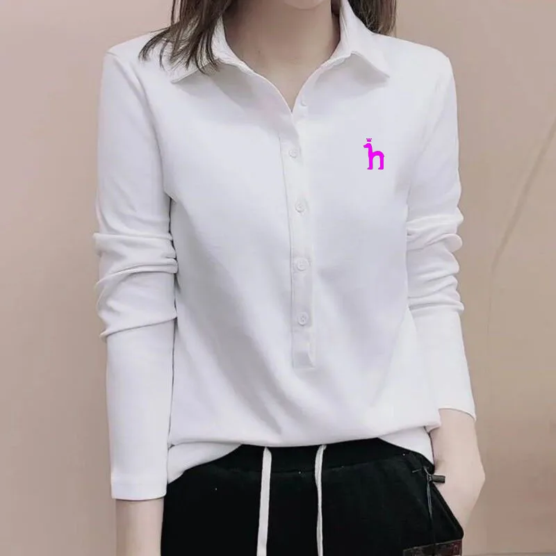 Brand Embroidery Logo White Women Shirts 2023 New Summer Loose Design Sense Small Women T-Shirts Retro Style Tees Top