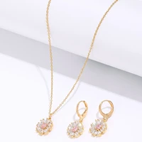 half butterfly bee big diamond butterfly pink flower pendant necklace stud earrings set new womens jewelry exquisite gift