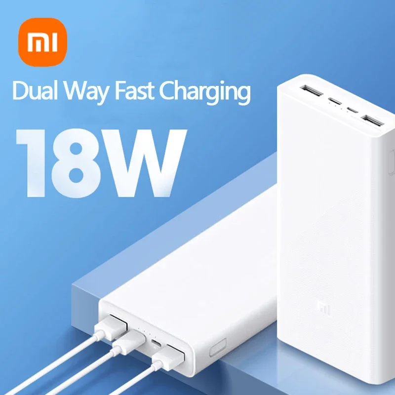 

20000mAh Xiaomi Power bank 3 Portable PLM18ZM PD18W USB Type C Mi Powerbank 20000 mAh USB-C Dual Way Fast Charging for iPhone 14