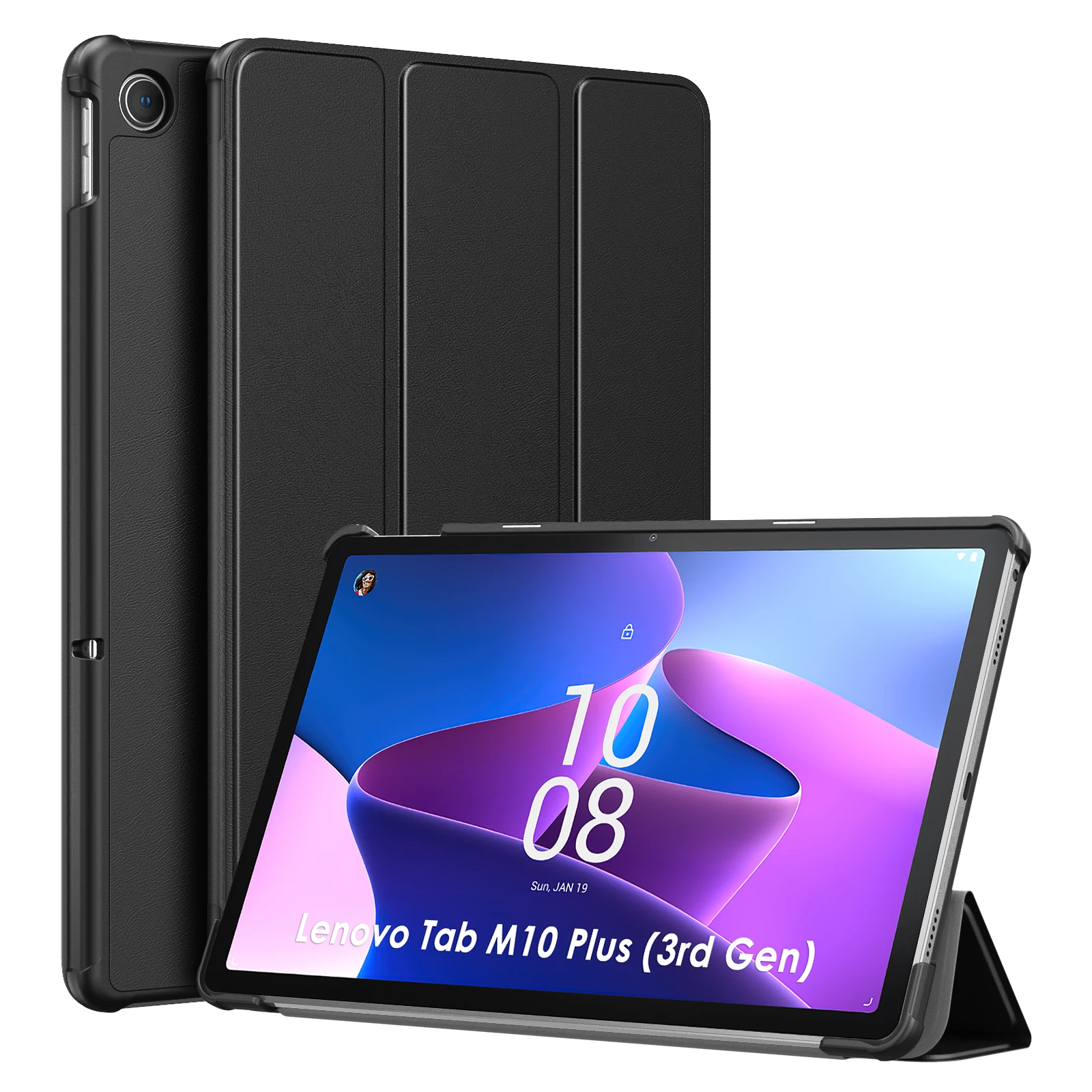 

Case For Lenovo Tab M10 Plus (3rd Gen) 10.6 Inches 2022 Tablet, Trifold Stand Cover Slim PC Shell Back with Auto Wake / Sleep