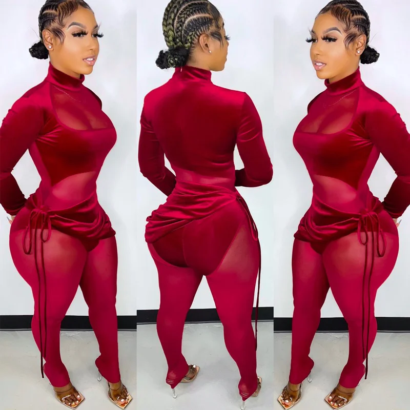 Черный комбинезон Zoctuo женский сексуальный осенний сетчатый прозрачный