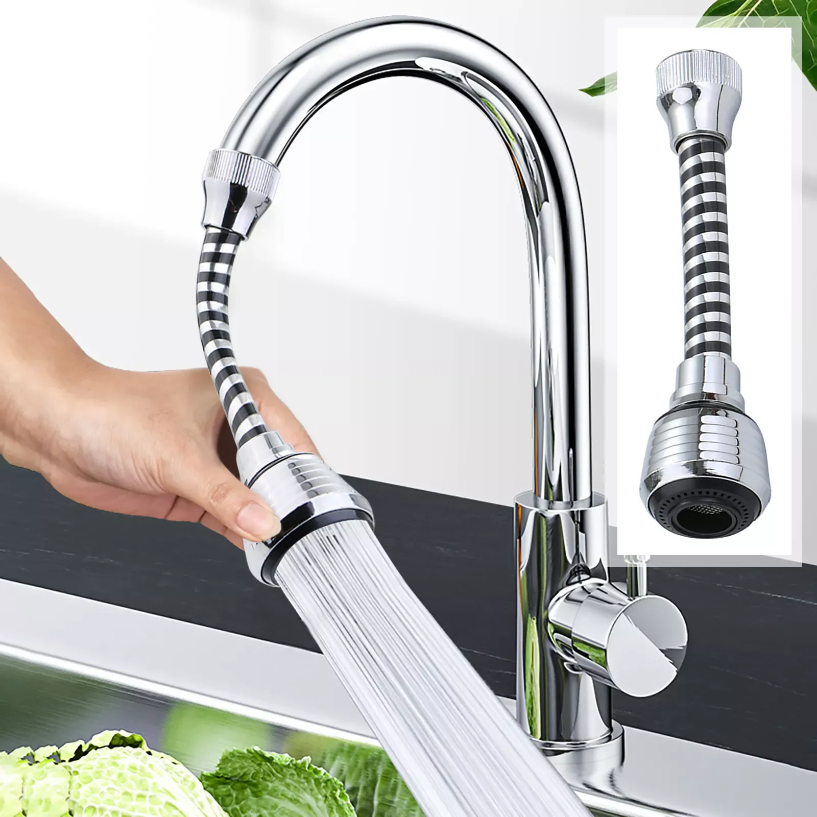 

Kitchen Water Faucet 360 Degree Rotating Water Tap High Pressure Head Water Saving Shower Faucet Nozzle Adapter