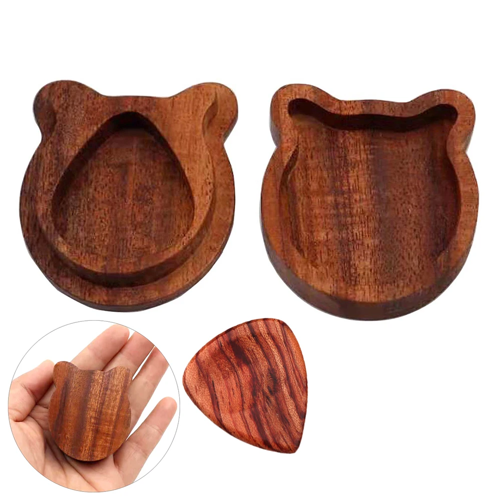 

Wooden Guitar Pick Plectrum Storage Box for Picks Holder Bear Shaped Case Display Box Music Lover Gift Guitar Accessories