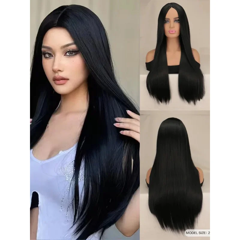 FC626-дюймовый черный длинный прямой синтетический парик для вечеринок женщин