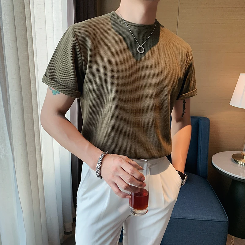 

2022 British Style Men's summer casual Short Sleeve T-Shirts/Men of High-Grade Slim Fit Round Collar T-Shirts Plus size S-2XL