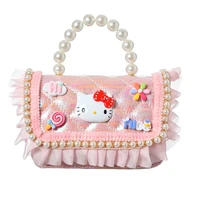 kawaii mini cute anime backpack womens bag hello kitty cartoon cute sweet girl student party princess bag crossbody pearl bag