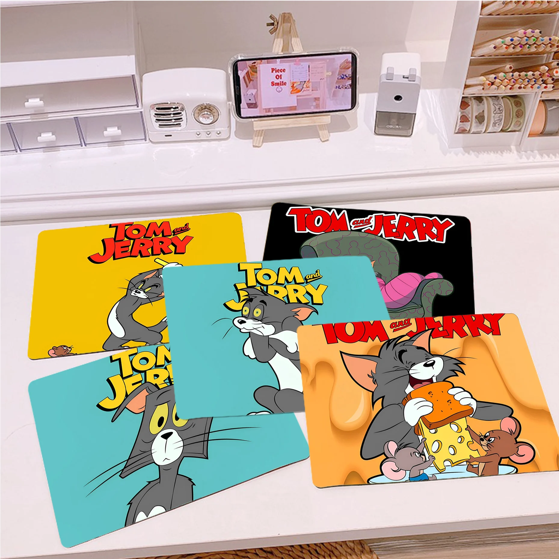 

J-Jerrys Mouse And Toms Cat Mousepad Small Office Computer Desk Mat Table Keyboard Big Mouse Pad Laptop Deskpad Home Decor