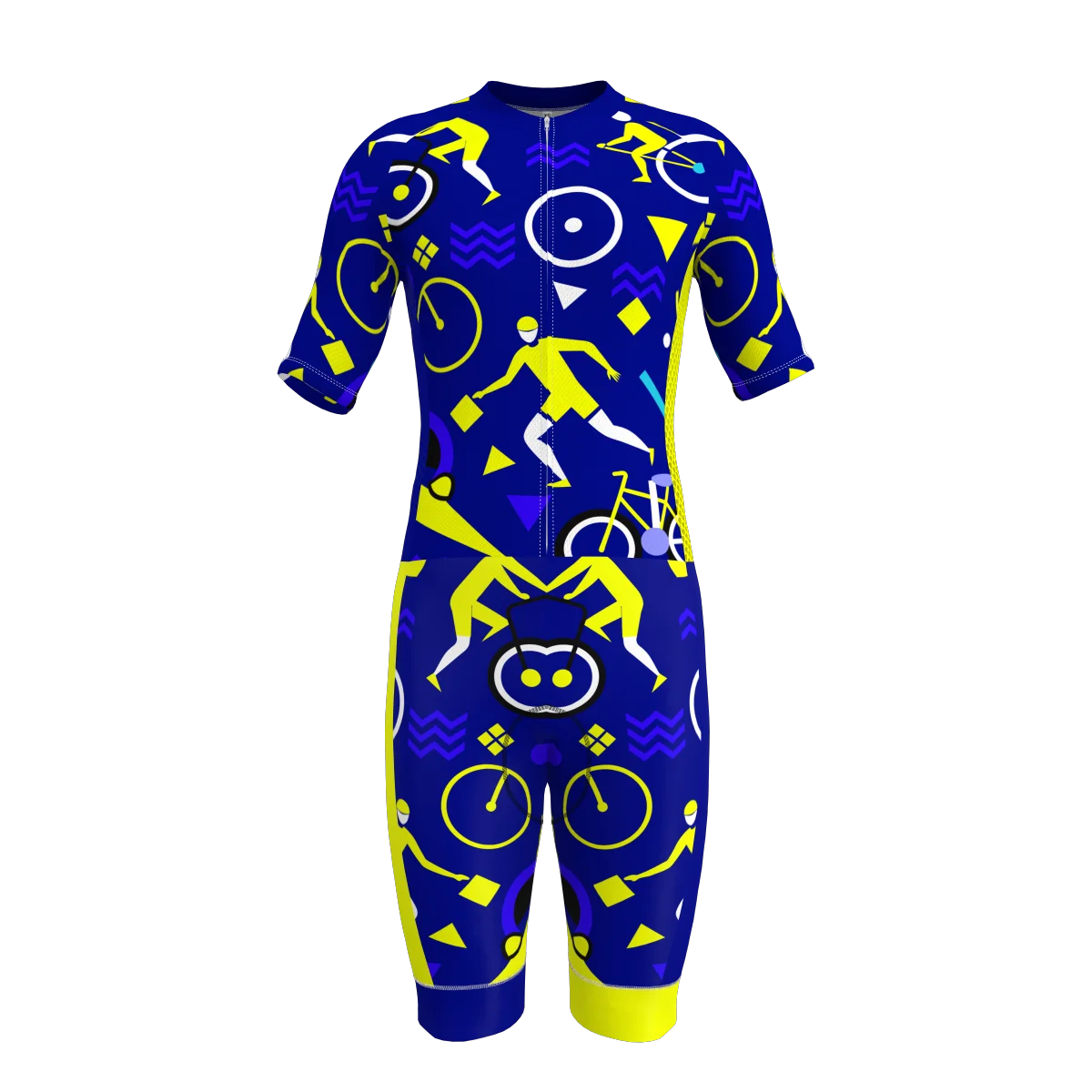 Мужской трикотажный костюм с коротким рукавом рисунком триатлона