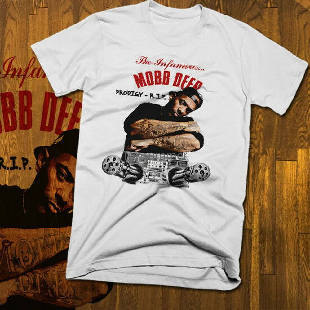 

Prodigy Mobb Deep Queensbridge Hip Hop T-Shirt, Rap Music, White, New Cotton Male Female Tops Tee Shirt