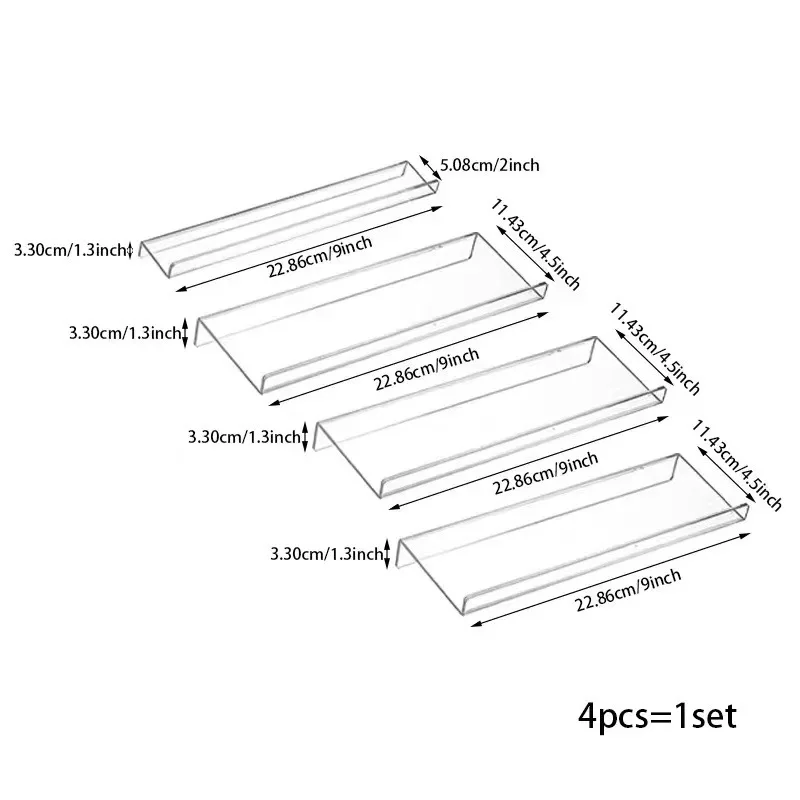 

4-слойный органайзер для ящика для специй, регулируемая акриловая стойка для банок для специй, поднос, расширяемый органайзер для приправ, кухонные полки