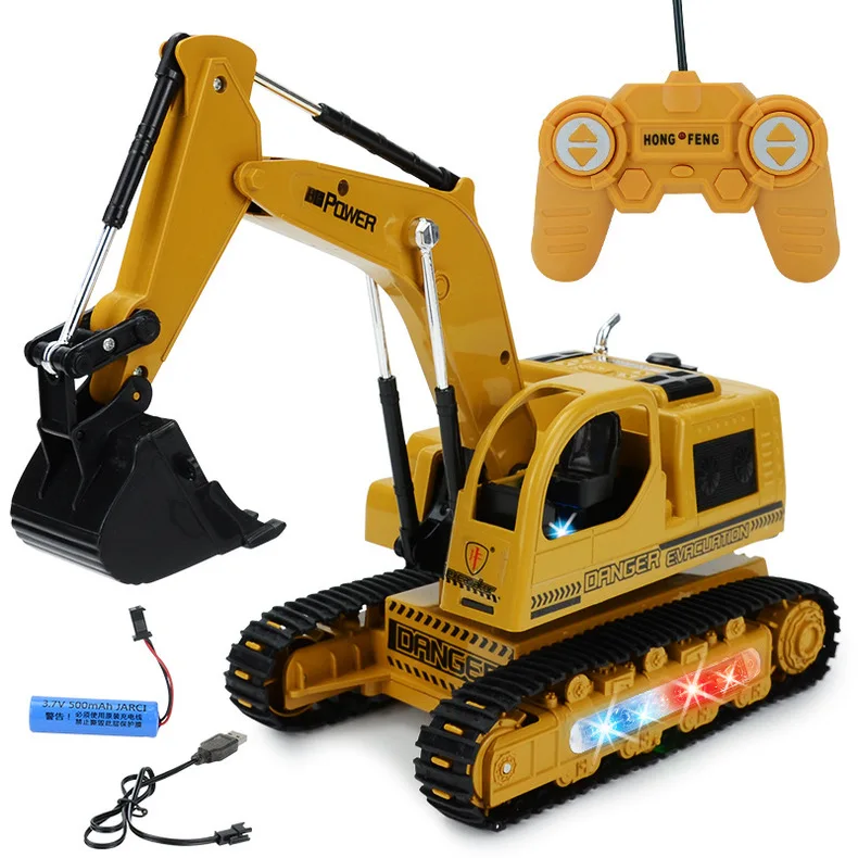 

Excavator toy children Rechargeable Wireless remote control engineering vehicle four-way light electric bulldozing model