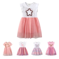 summer sweet style princess dress girls cotton%c2%a0lace mesh tutu floral dress up party gown children butterfly stars dress