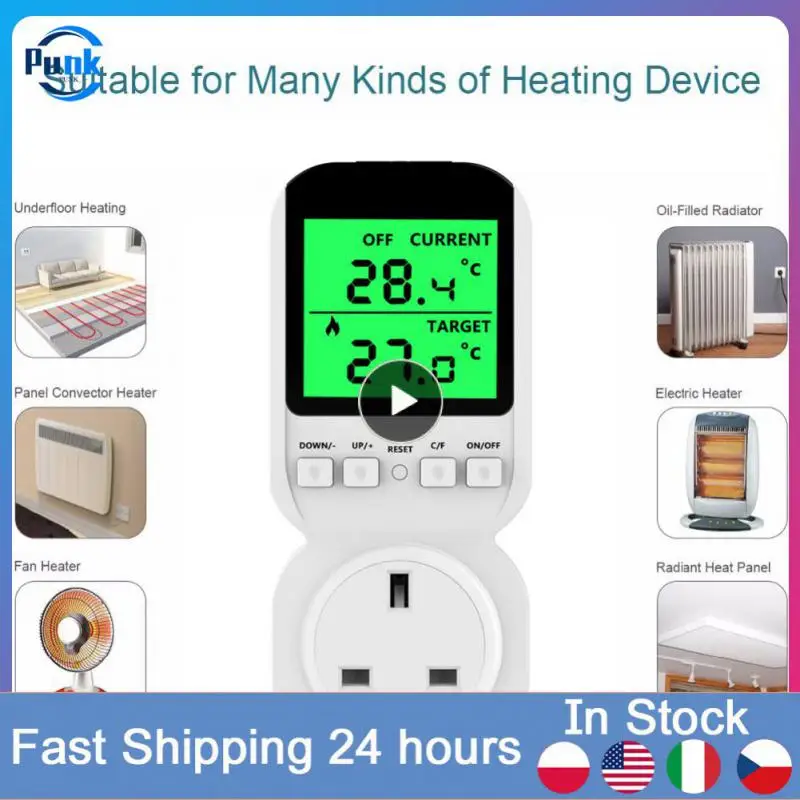 

Lcd Display Temperature Sensor Socket Thermoregulator For Heating Eu Uk Heating Plug Timer 220v Smart Thermostat Switch