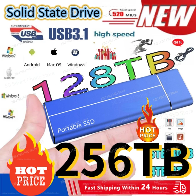 

Original SSD External Hard Disk 1TB Mini Portable USB 3.1 Type-C High Speed External Hard Drive Storage Decive for Laptop Mac