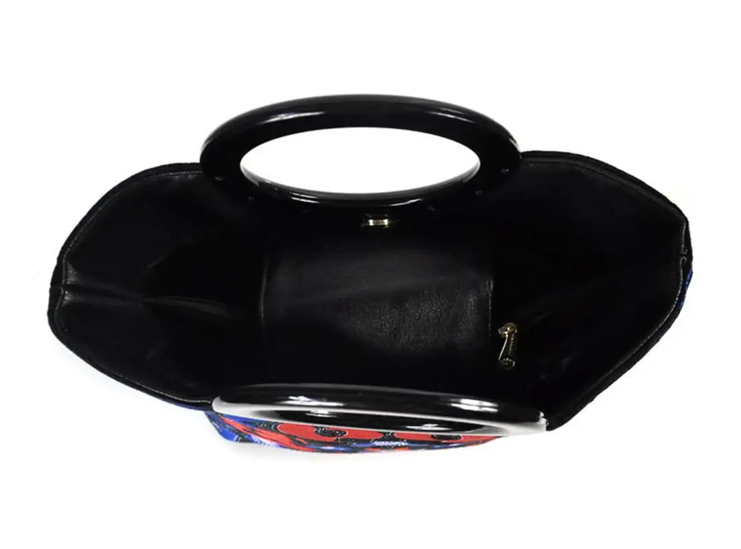 Original Personalized Embroidered Handbag Women's Street Retro PU Cotton Embroidery Pattern Stitching Bags Wholesale