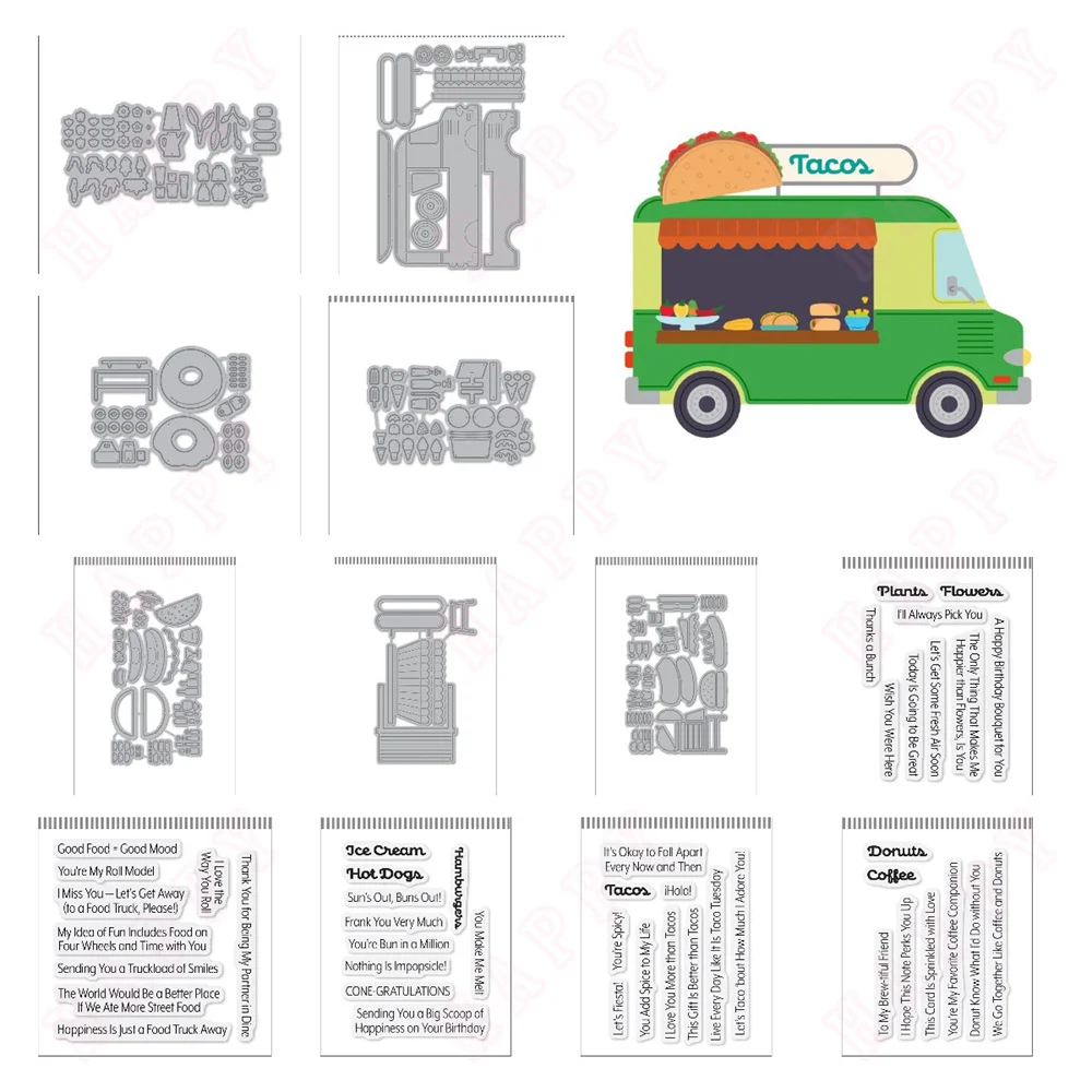 Фото Amburgers and Hot Dogs Truck Die and Stamps Новое поступление 2024, украшение для скрапбукинга, тиснение, шаблон, поздравительная открытка своими руками, ручная работа №1