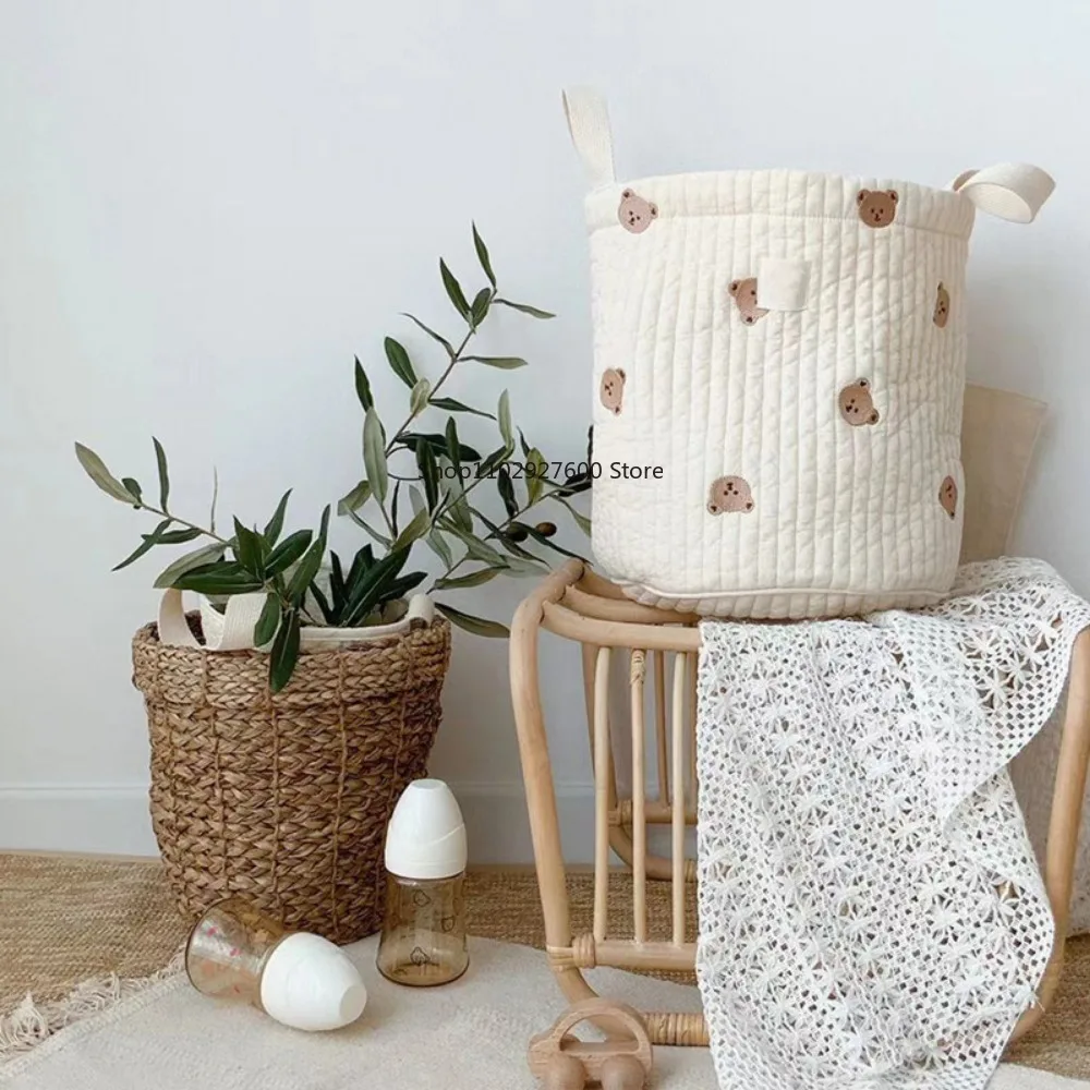 Бежевая хлопковая вышивка детские подгузники тканевая сумка для игрушек