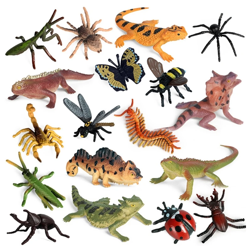 

Realistic Insect Lizard Figurine Toy Play Figure Boutique Collections Education Toy Playset Spoof Reptilian Model 18Pcs