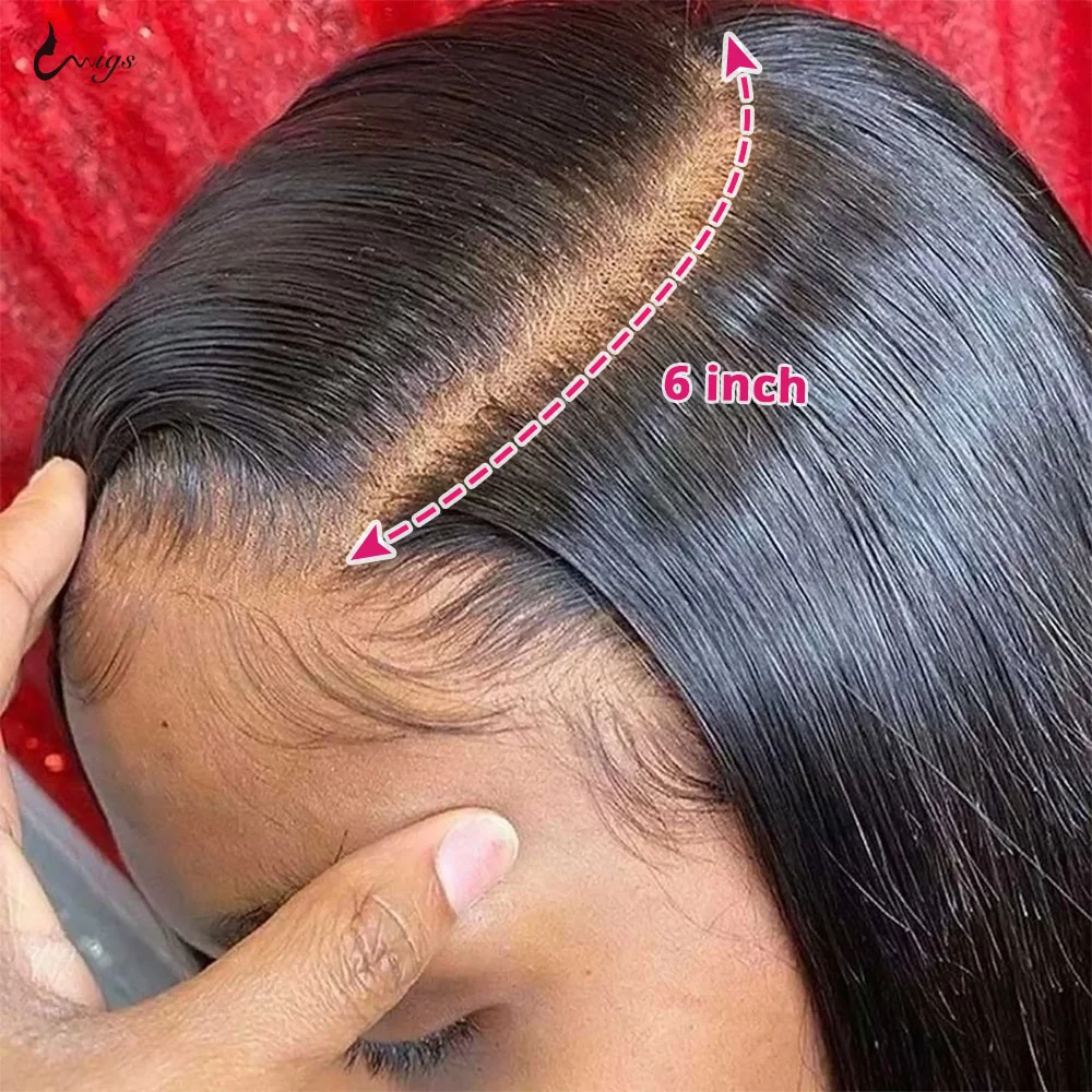 Uwigs-Peluca de cabello humano liso para mujer, postizo de encaje frontal transparente con densidad de 250, pelo Natural brasileño