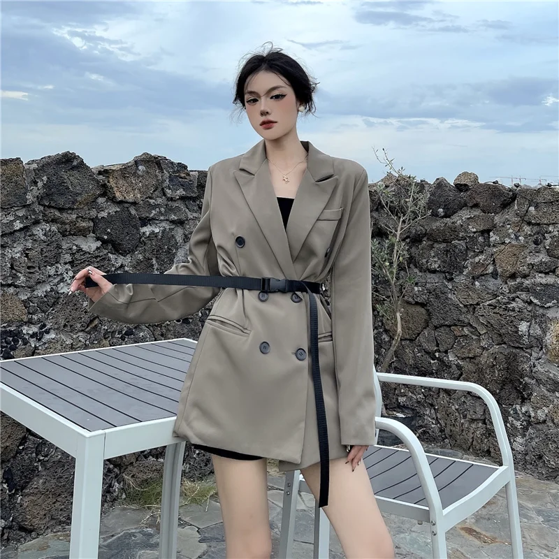

Large Size Women's Autumn and Winter Fashion Western Style Suit Jacket New Korean Version of Simple Shoulder Pads Long Suit